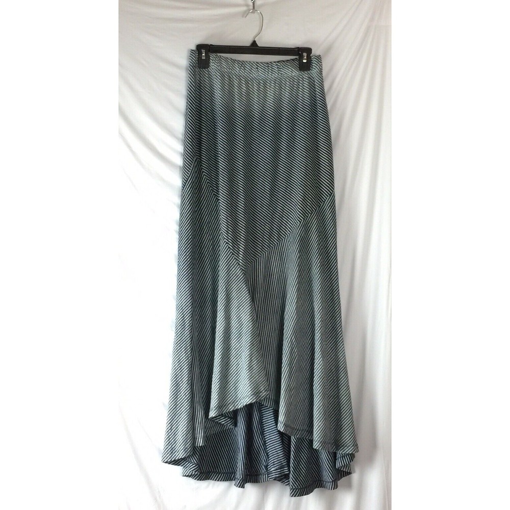 AG Women’s Maxi Skirt Blue White Stripe Ombré Mermaid Hem Size S Preowned